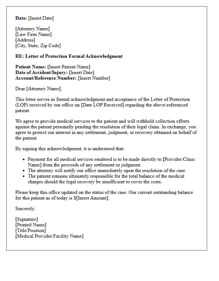 Letter of Protection Formal Acknowledgment