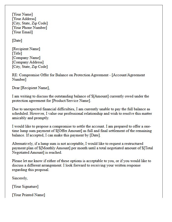 Letter Seeking Compromise on Protection Agreement Balance
