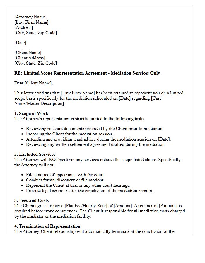 Mediation Only Limited Scope Representation Engagement Letter