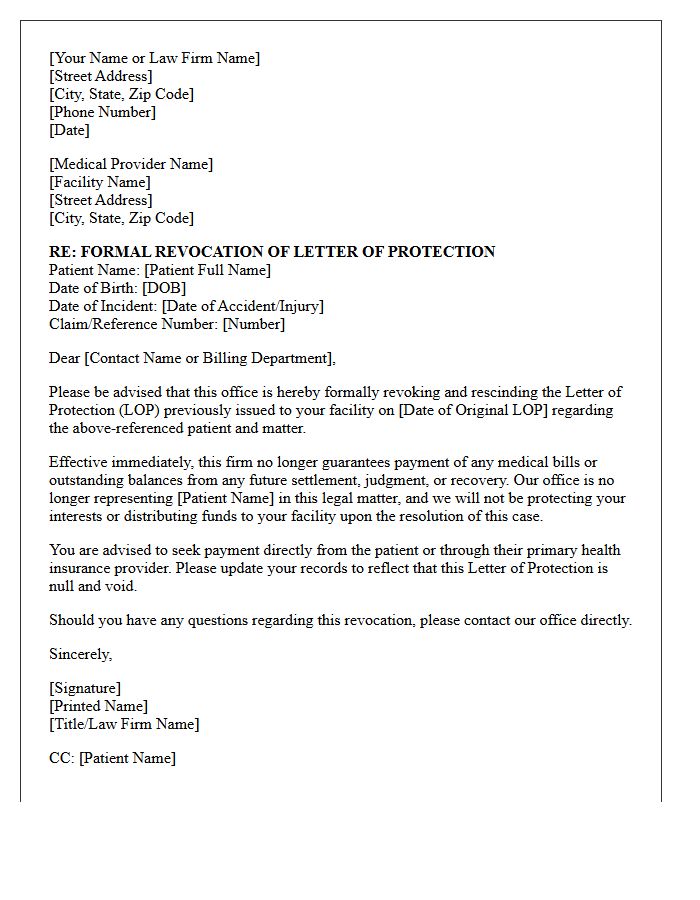Formal Letter Revoking Prior Letter of Protection