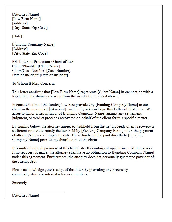 Third-Party Funding Letter of Protection
