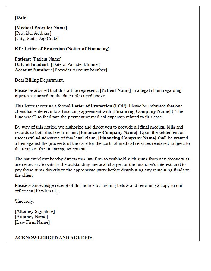 Third-Party Financier Letter of Protection Notice