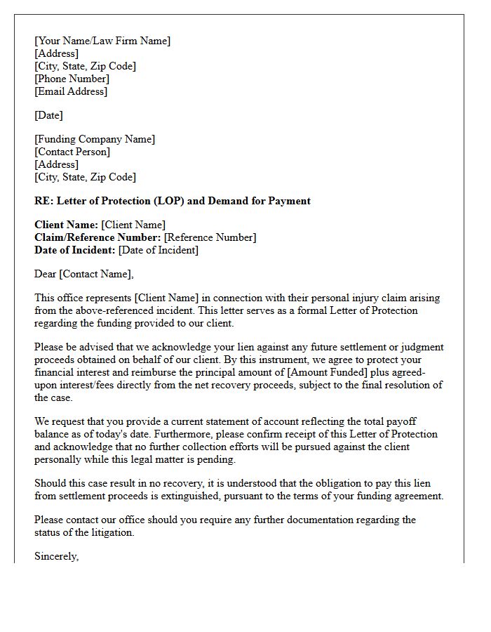 Third-Party Funder Letter of Protection Demand