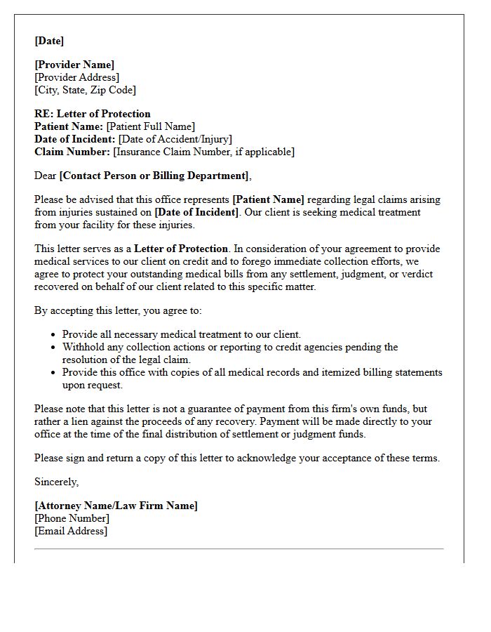 Initial Out-of-Network Provider Letter of Protection