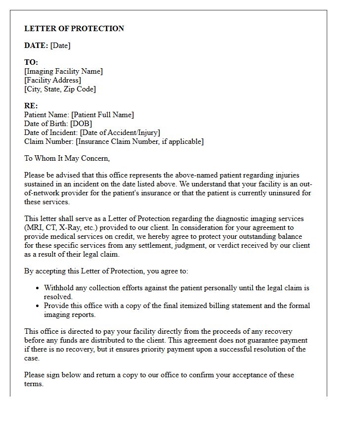 Diagnostic Imaging Out-of-Network Provider Letter of Protection