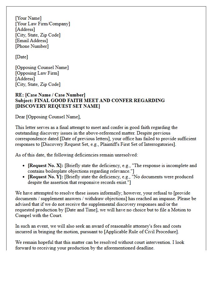 Final Good Faith Meet And Confer Letter Before Motion To Compel