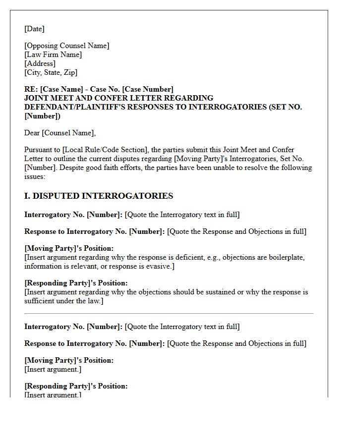 Joint Meet And Confer Letter Outlining Disputed Interrogatory Responses
