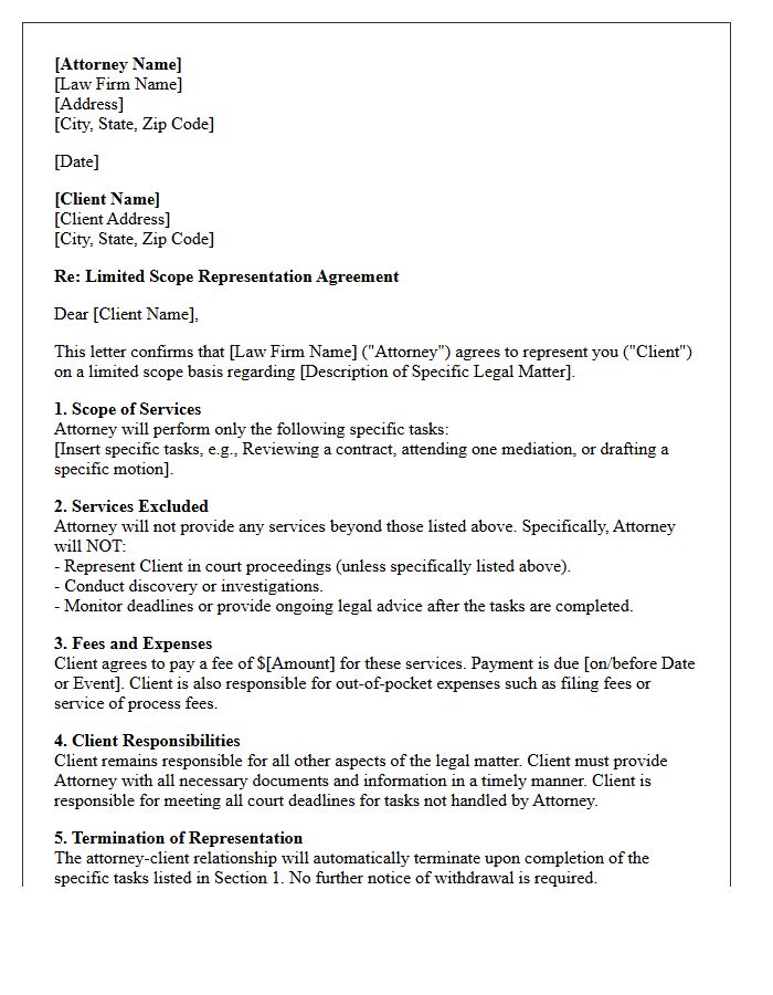 Legal Consultation Limited Scope Representation Engagement Letter