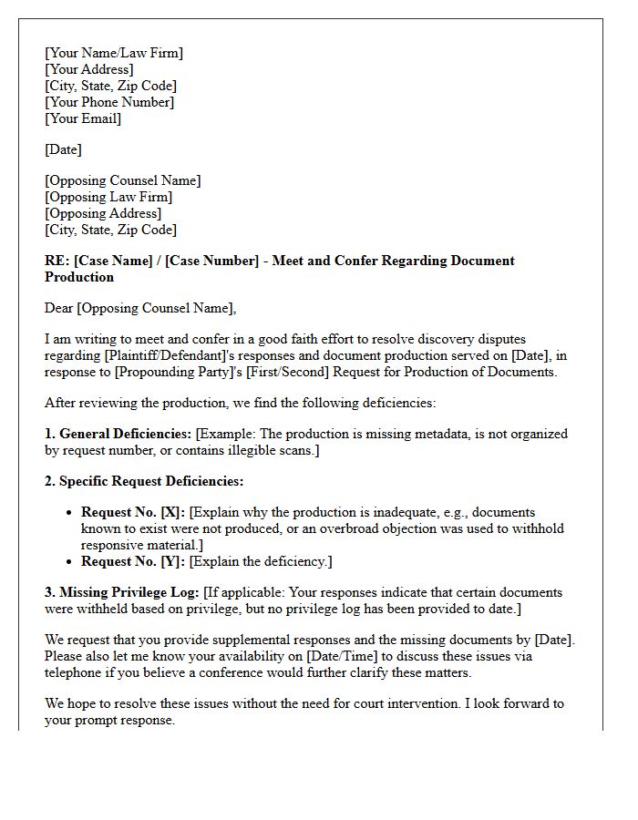 First Meet and Confer Letter Regarding Inadequate Document Production