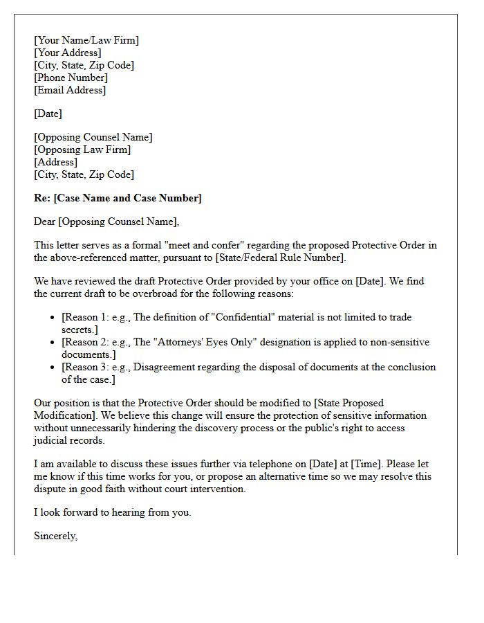 Good Faith Meet and Confer Letter Regarding Protective Order