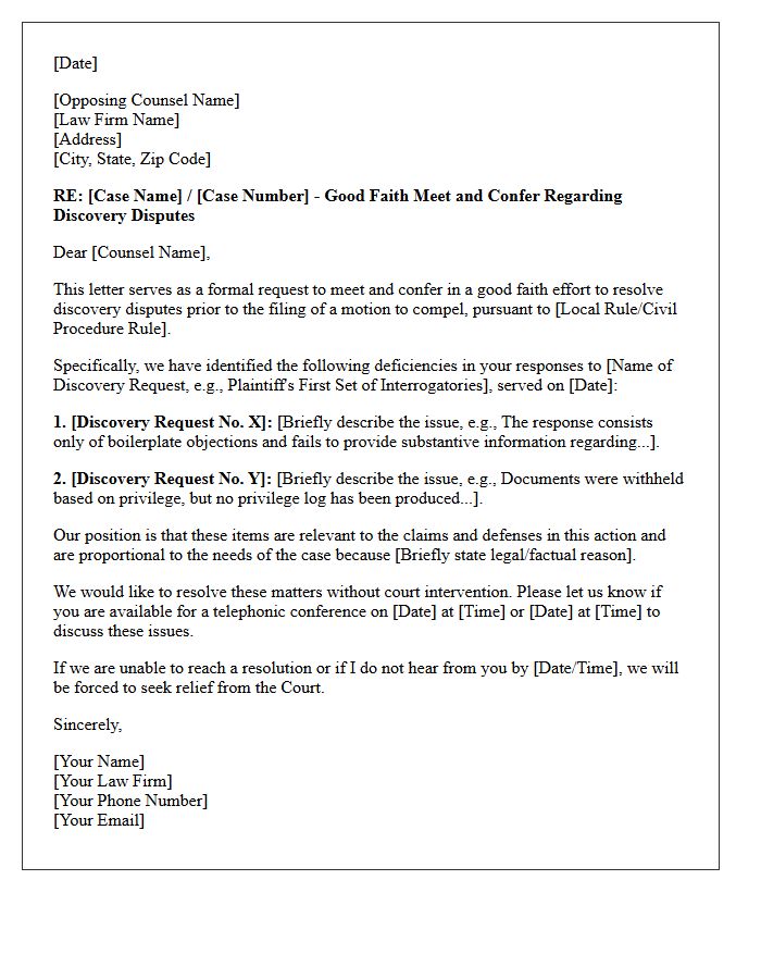 Pre-Motion Discovery Dispute Meet and Confer Letter