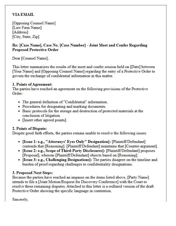 Joint Meet and Confer Letter Discussing Proposed Protective Order