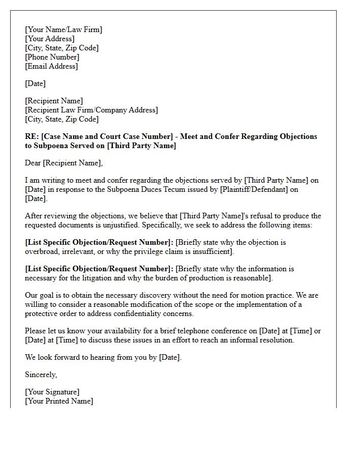 Initial Meet and Confer Letter Regarding Third-Party Subpoena Objections