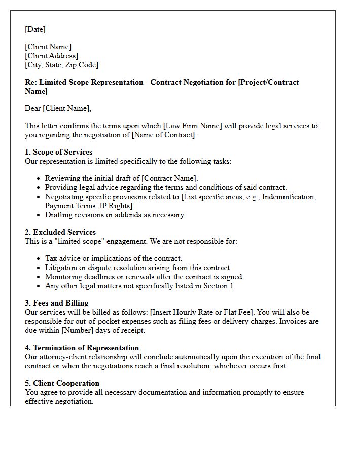 Contract Negotiation Limited Scope Representation Engagement Letter