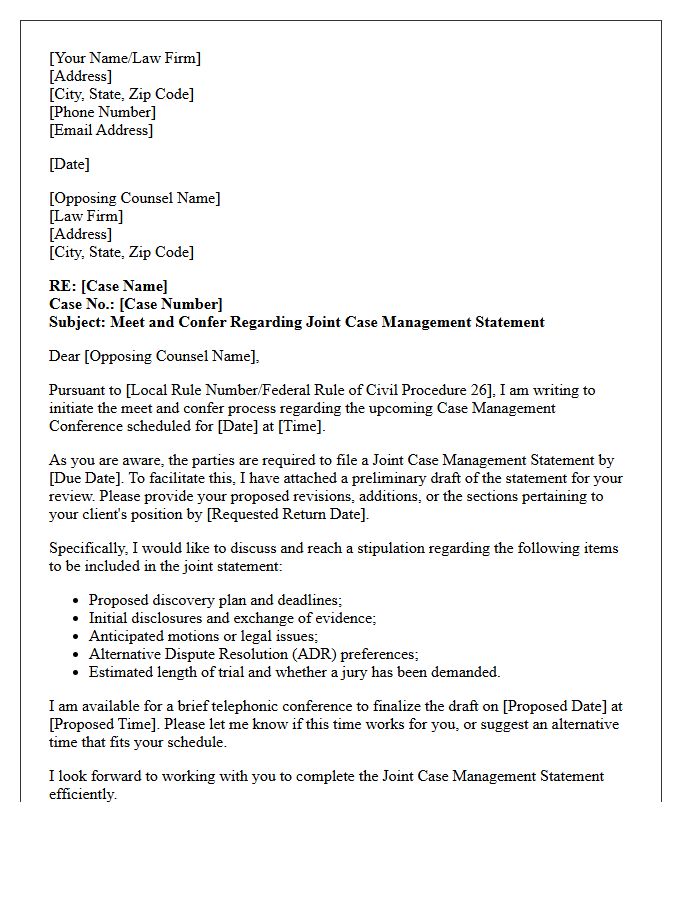 Stipulation Agreement Meet and Confer Letter Regarding Joint Case Management Conference Statement