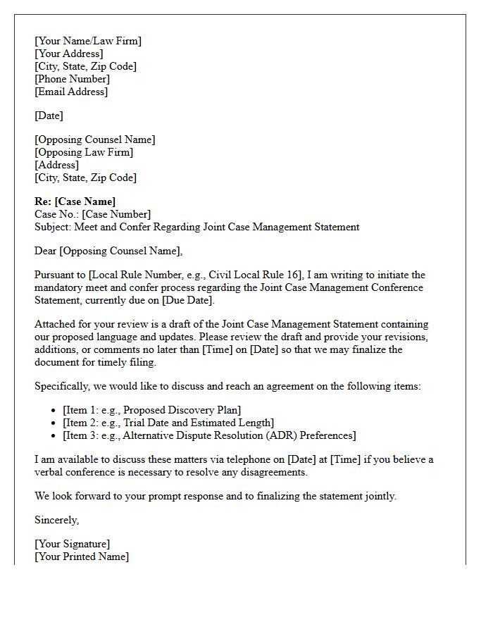 Filing Confirmation Meet and Confer Letter Regarding Joint Case Management Conference Statement