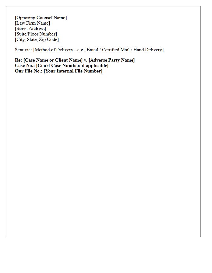 Recipient Opposing Counsel Letter Address Block