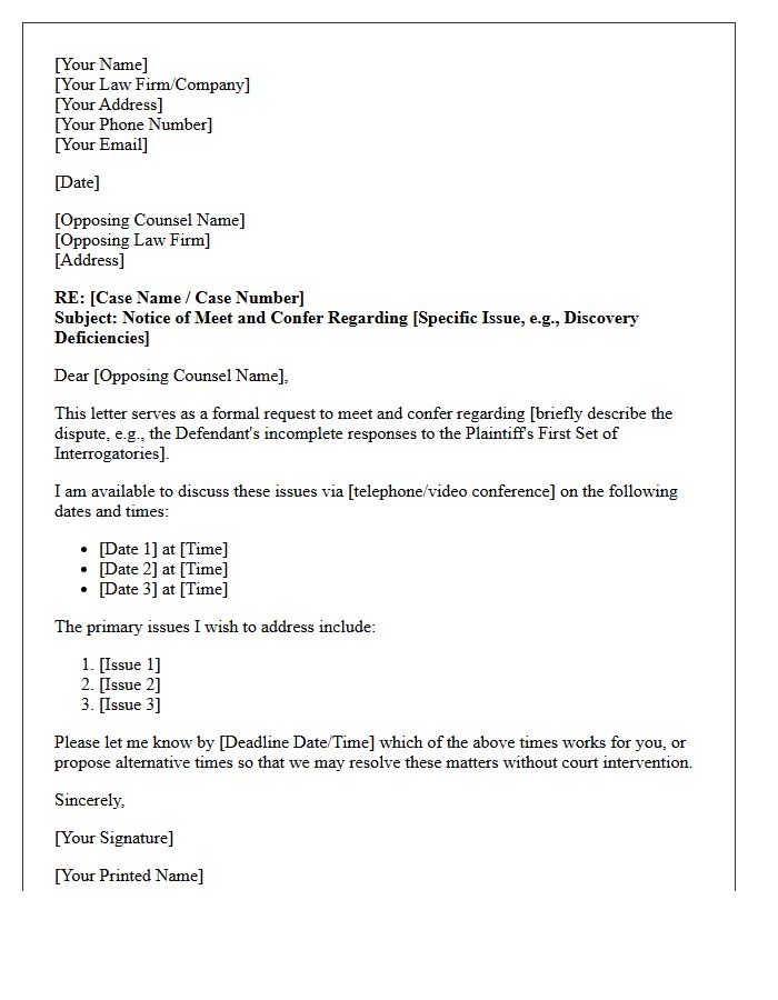 Date Of The Meet And Confer Letter