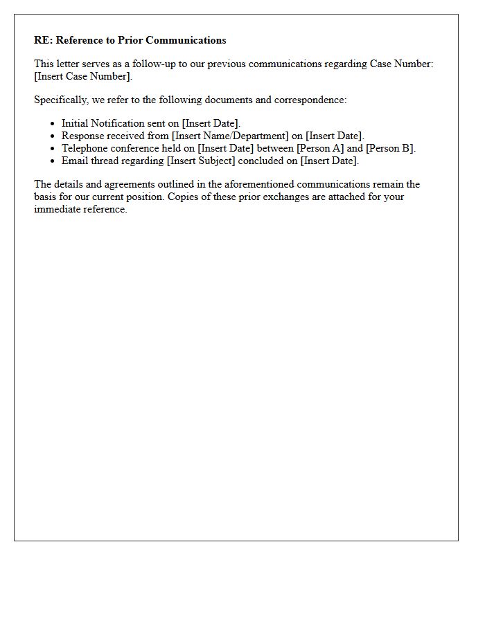 Reference To Prior Case Communications Letter Section