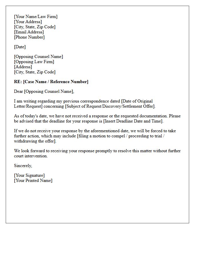 Deadline For Opposing Counsel Letter Response