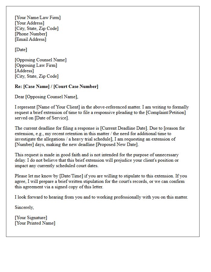 Initial Meet and Confer Letter Regarding Request for Extension of Time Limits for Responsive Pleadings