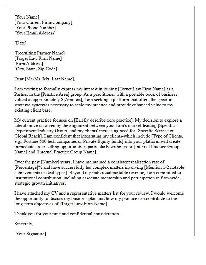 Strategic Client Synergy Lateral Partner Transfer Cover Letter