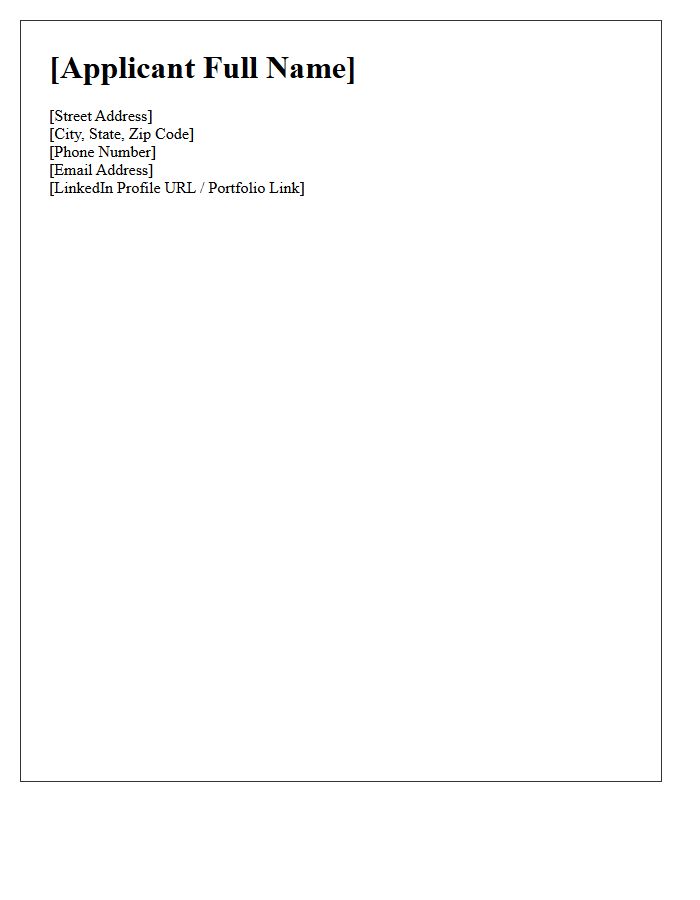 Applicant Name And Contact Information Header
