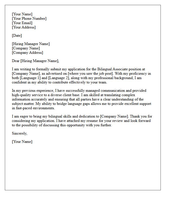 I Am Submitting This Letter For The Bilingual Associate Position