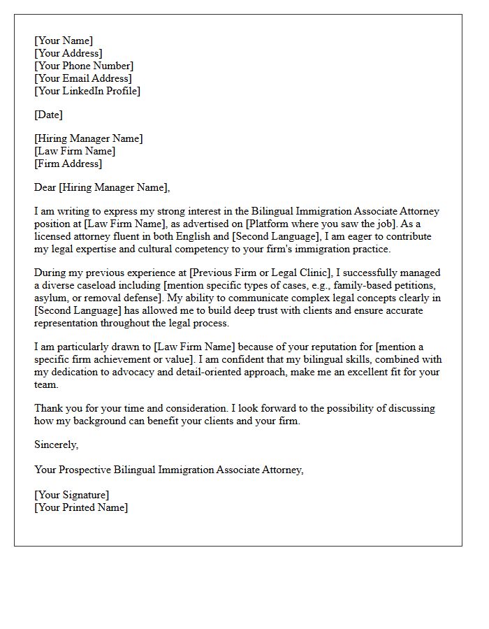 Sincerely Your Prospective Bilingual Immigration Associate Attorney