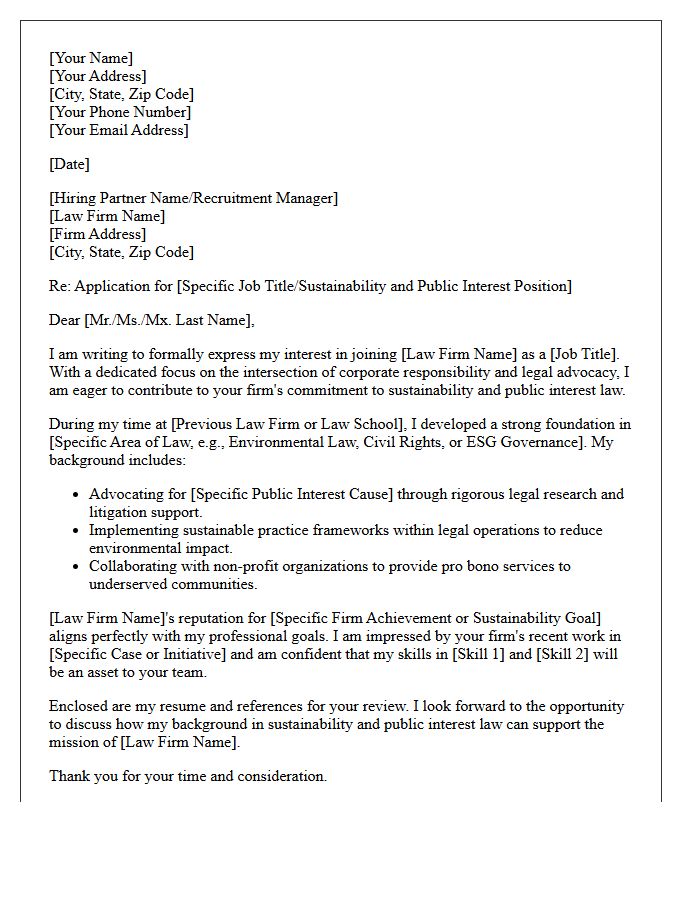 Law Firm Sustainability and Public Interest Attorney Letter