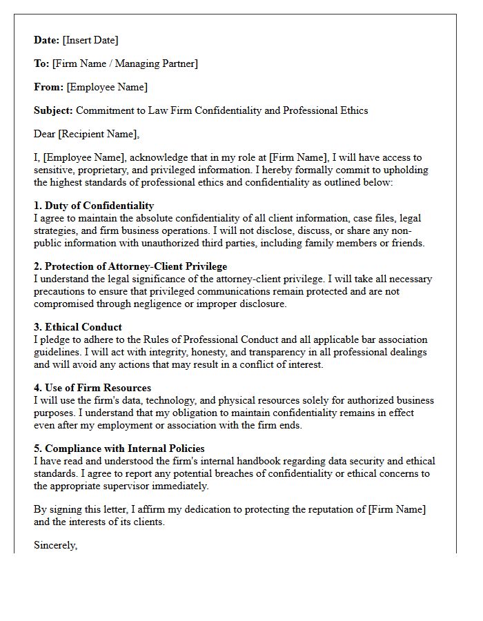 Commitment To Law Firm Confidentiality And Ethics Stated In The Letter