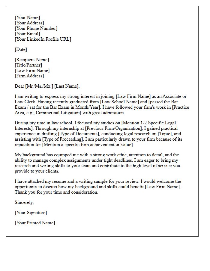 Recent Law Graduate Cold Inquiry Cover Letter