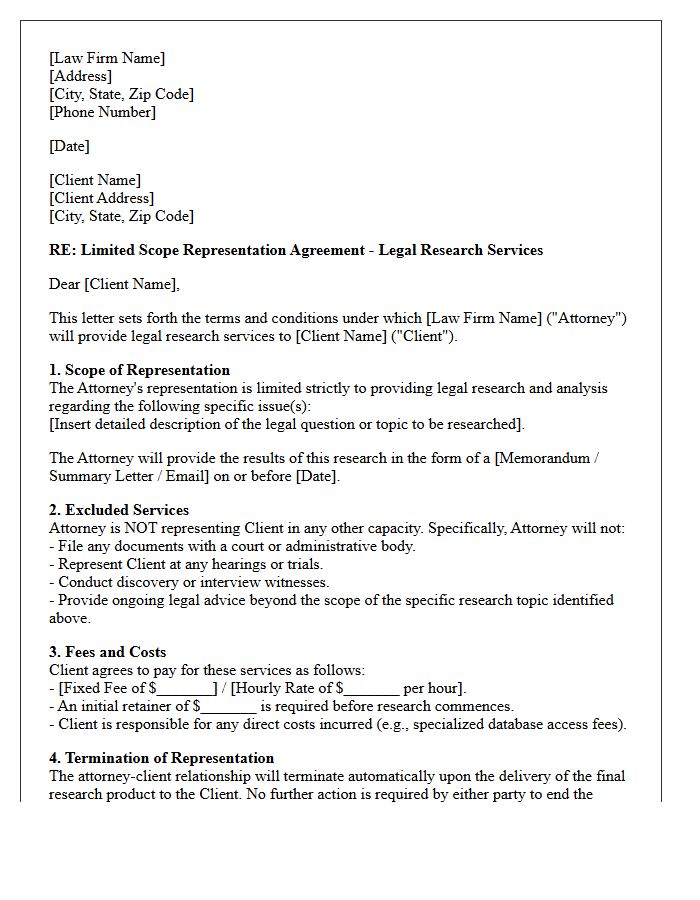 Legal Research Limited Scope Representation Engagement Letter