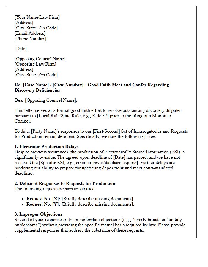 Pre-Motion Good Faith Letter Regarding Discovery Deficiencies and Electronic Production Delays
