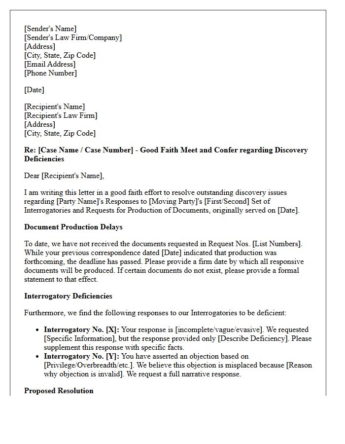 Good Faith Letter Resolving Document Production Delays and Interrogatory Deficiencies