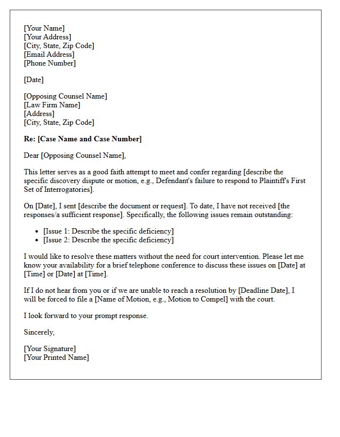 Good Faith Attempt to Confer Letter