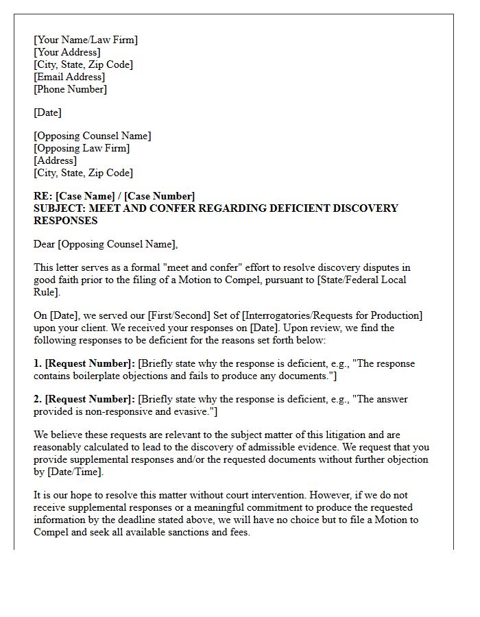 Good Faith Resolution Letter Prior to Compel Motion