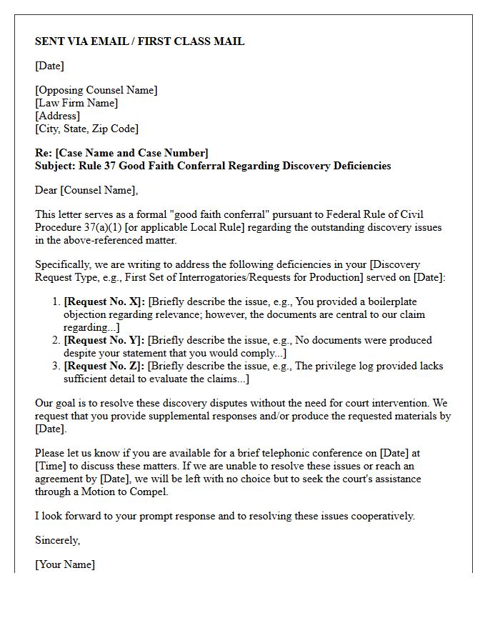 Rule 37 Good Faith Conferral Letter