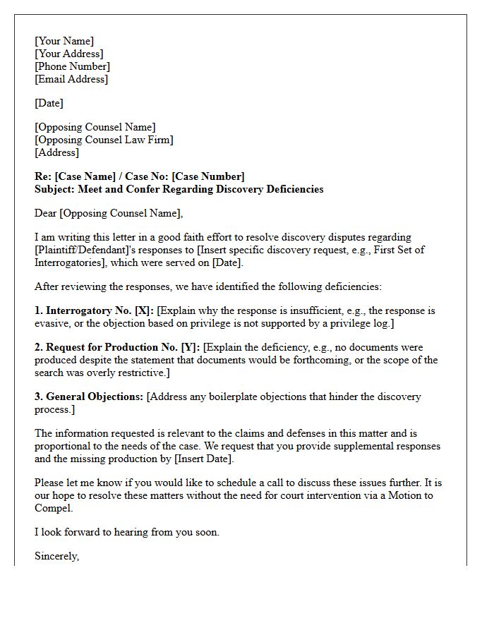 Discovery Deficiency Good Faith Letter