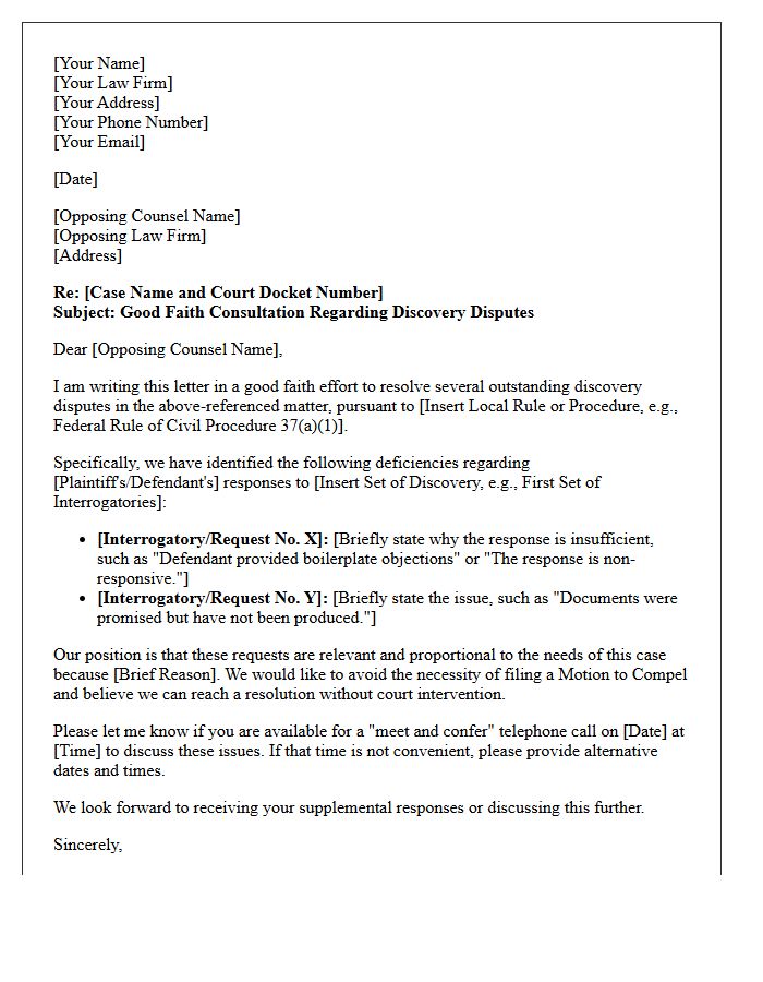 Good Faith Consultation Letter on Discovery Dispute