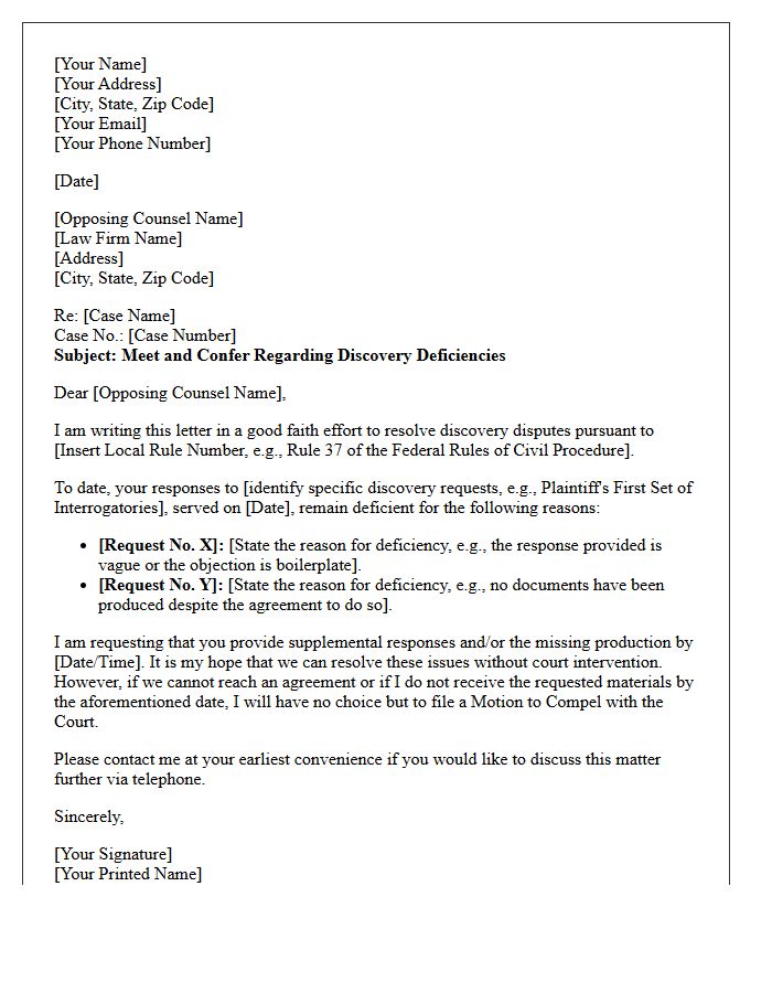 Motion to Compel Good Faith Effort Letter