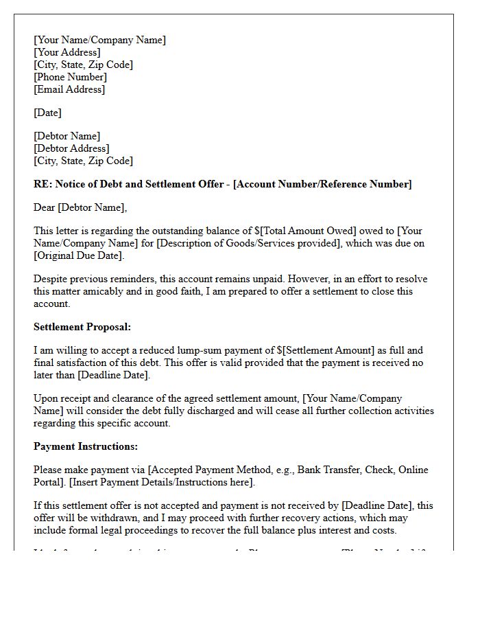 Debt Recovery and Good Faith Settlement Letter