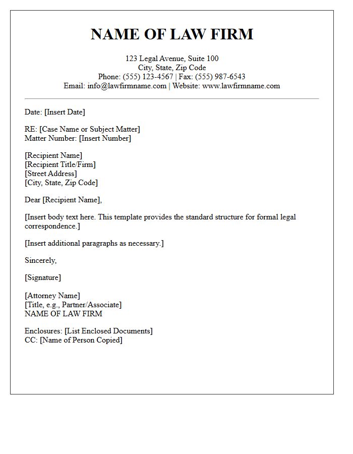 Law Firm Letterhead and Contact Information