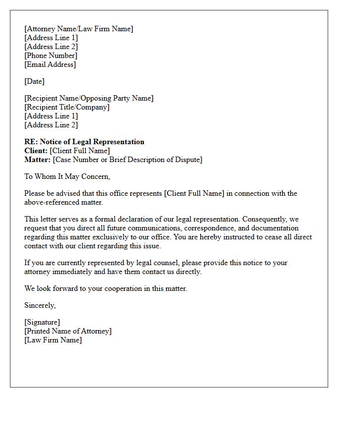 Formal Declaration of Legal Representation