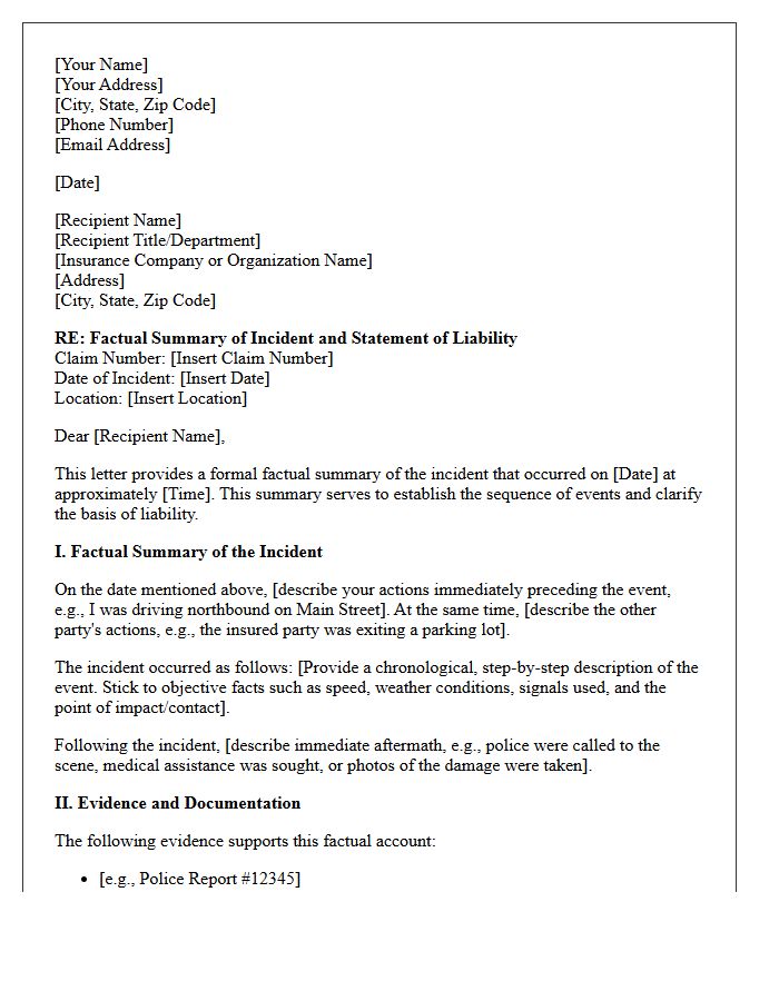 Factual Summary of the Incident and Liability