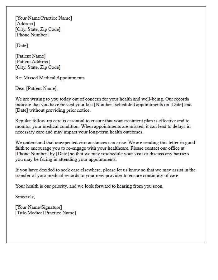 Good Faith Communication Letter Regarding Missed Medical Appointments