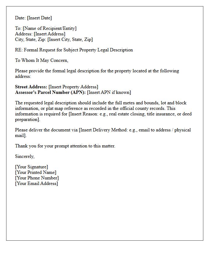 Subject Property Legal Description