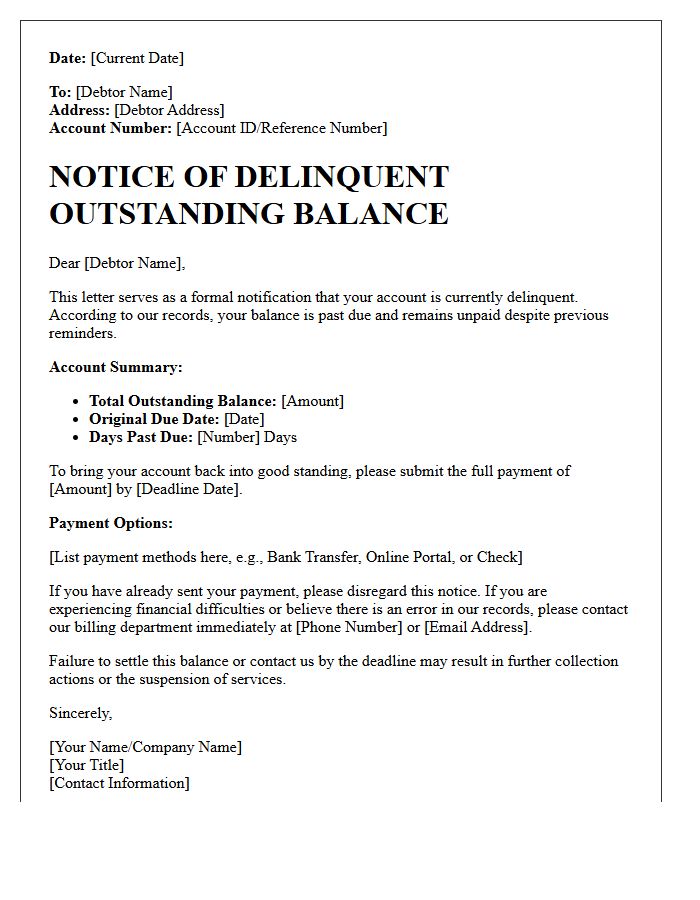Statement of Delinquent Outstanding Balance