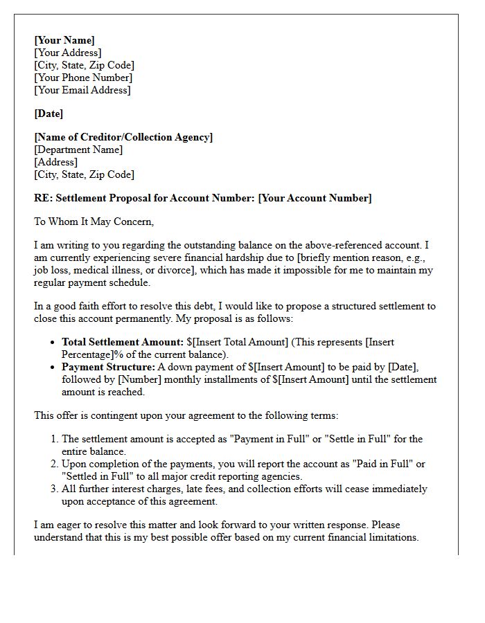 Initial Good Faith Proposal Letter for Structured Debt Settlement
