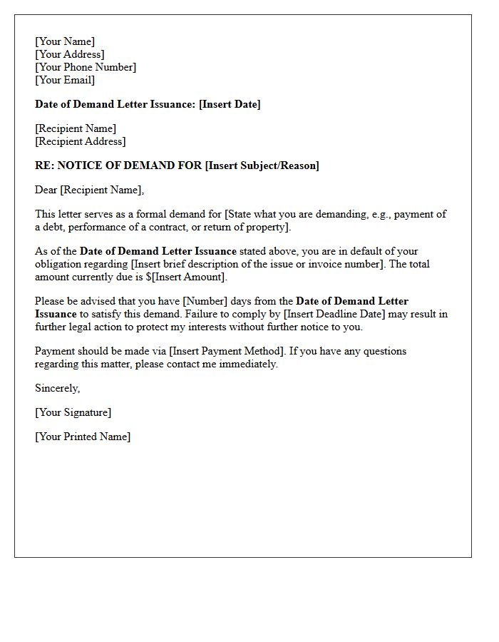 Date of Demand Letter Issuance
